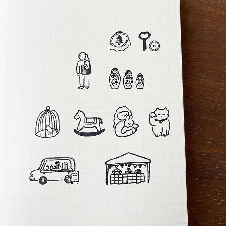 いそのけい 絵日記スタンプ単品｜02 蚤の市