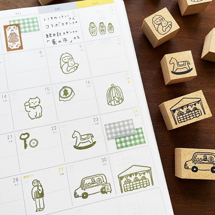 いそのけい 絵日記スタンプ単品｜02 蚤の市