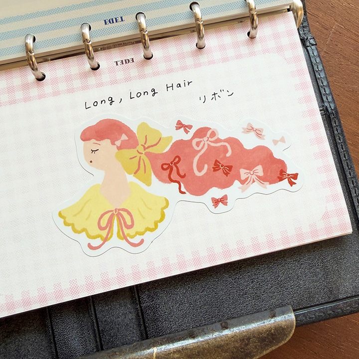 ダイカットステッカー Long, Long Hair 02 リボン | その他文具