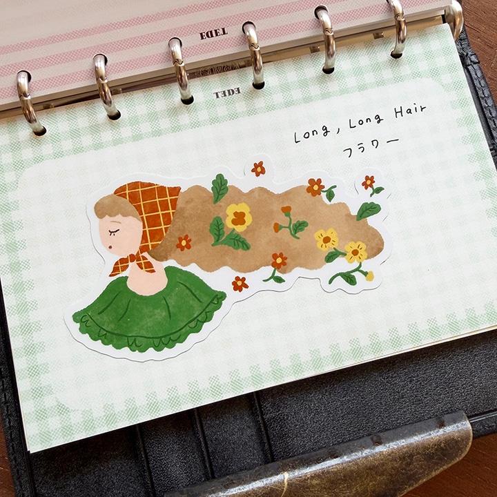 ダイカットステッカー Long, Long Hair 03 フラワー | その他文具