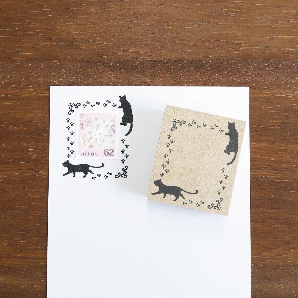 切手フレーム（ねこのシルエット） ゴム印 （a-062） | シーンで探す