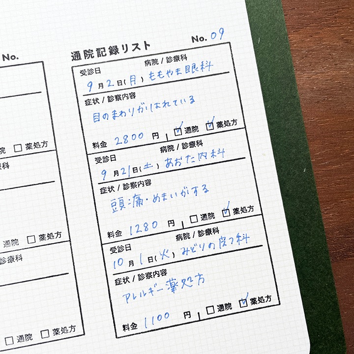 リストスタンプ・通院記録（b-463）