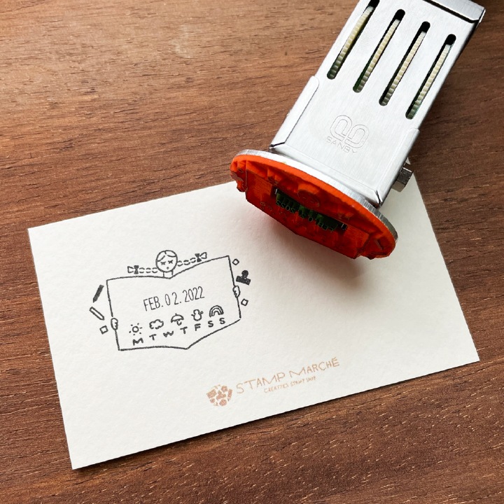 日付印 マールちゃん(ノート) ゴム印製 サンビー 12号小判 テクノタッチデーター