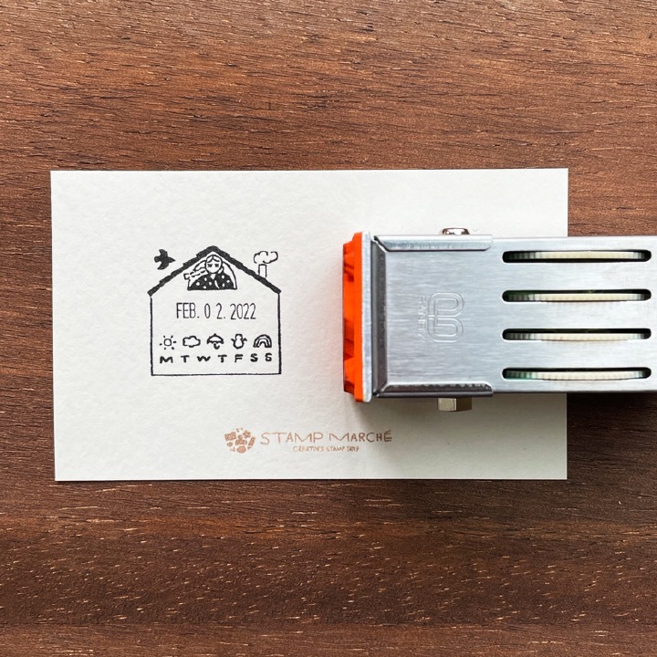 日付印 マールちゃん(おうち) ゴム印製 サンビー 24ミリ角 テクノタッチデーター