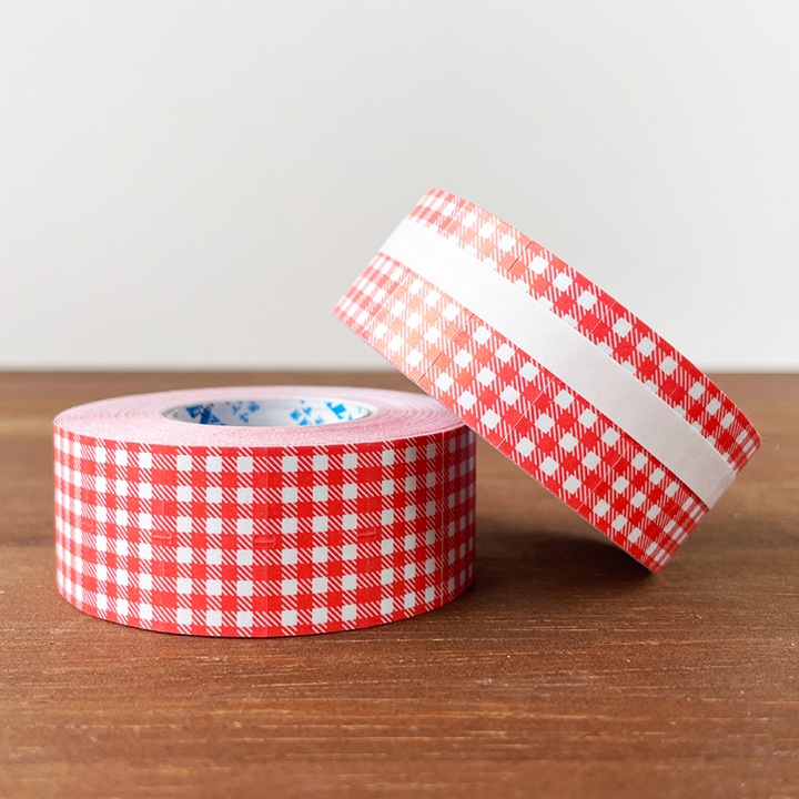 ラベラーシール ギンガムチェック レッド