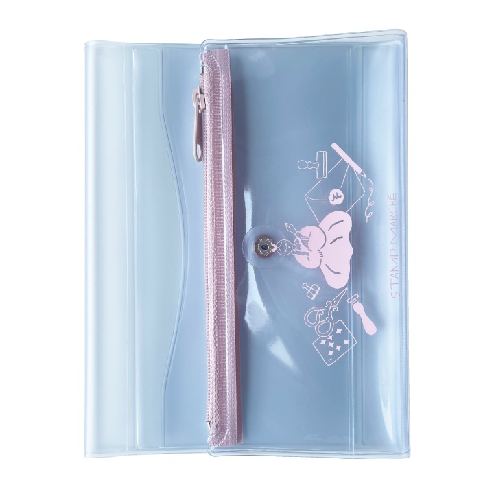 【数量限定】isshoni. ペンケース付きノートカバー PVC A6 ペールピンク