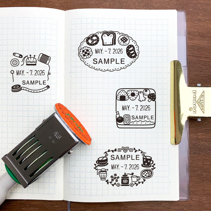 すずきえりなさん監修 日付回転印（ハンドクラフト） ゴム印製 サンビー 24ミリ角 テクノタッチデーター 日付印