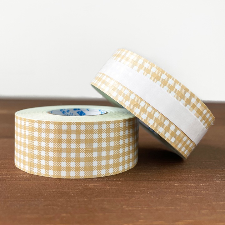 ラベラーシール ギンガムチェック ベージュ