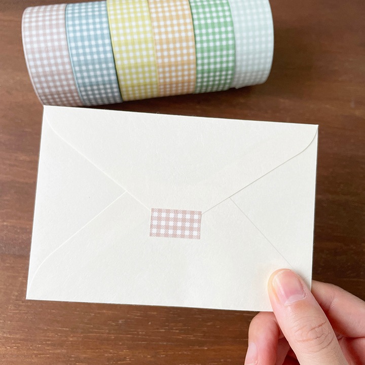 ラベラーシール ギンガムチェック ベージュ