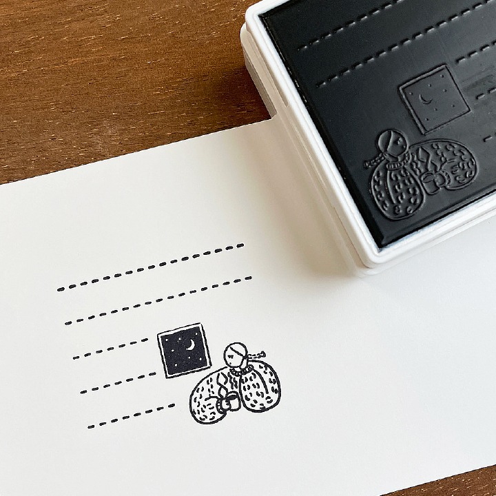 マールちゃん メモスタンプ 罫線(珈琲) シャチハタ OSMO(オスモ)50