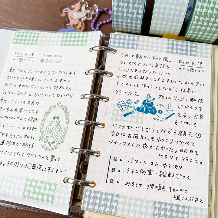 ラベラーシール ギンガムチェック グレー