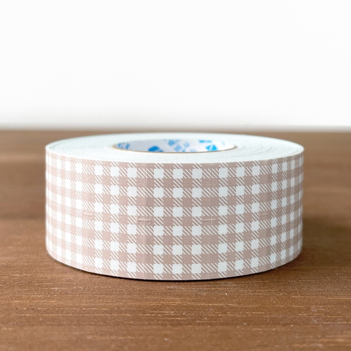 ラベラーシール ギンガムチェック ダスティーピンク