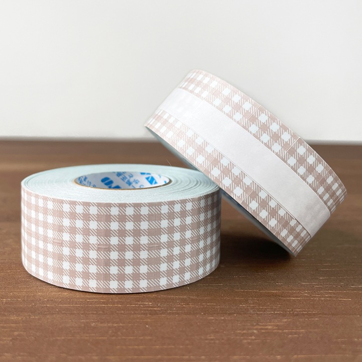 ラベラーシール ギンガムチェック ダスティーピンク