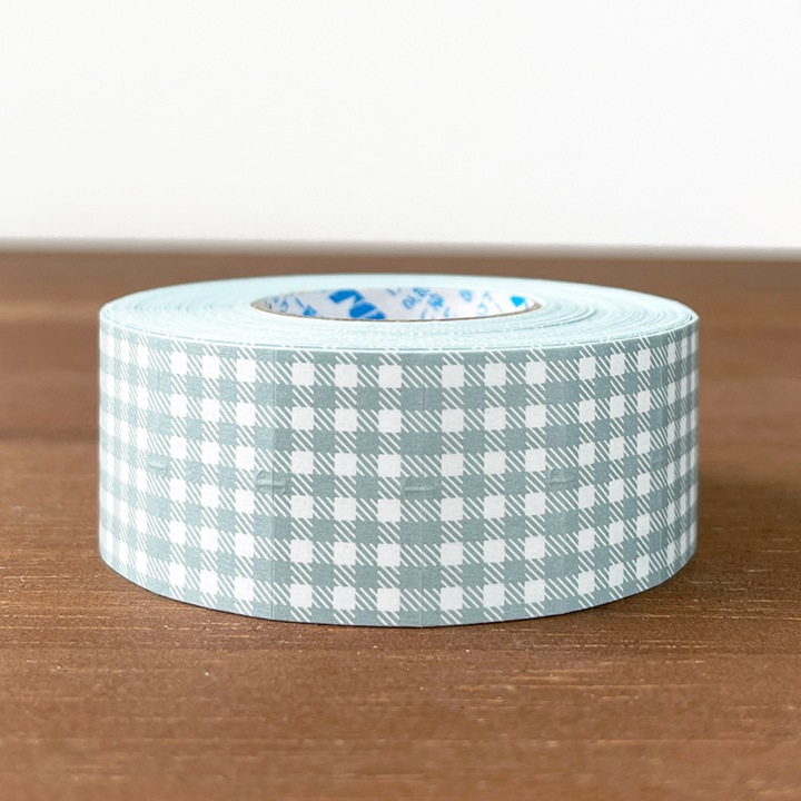 ラベラーシール ギンガムチェック ダスティーブルー