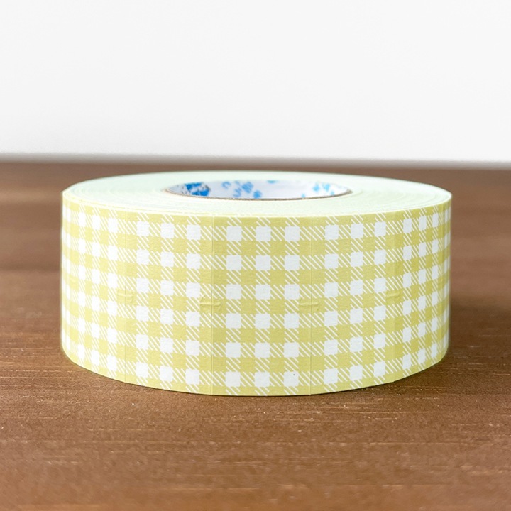 ラベラーシール ギンガムチェック ダスティーイエロー