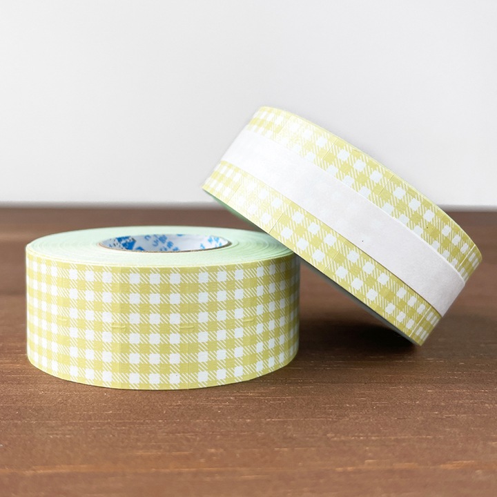 ラベラーシール ギンガムチェック ダスティーイエロー