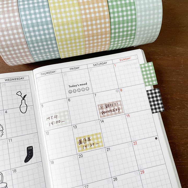 ラベラーシール ギンガムチェック ダスティーグリーン