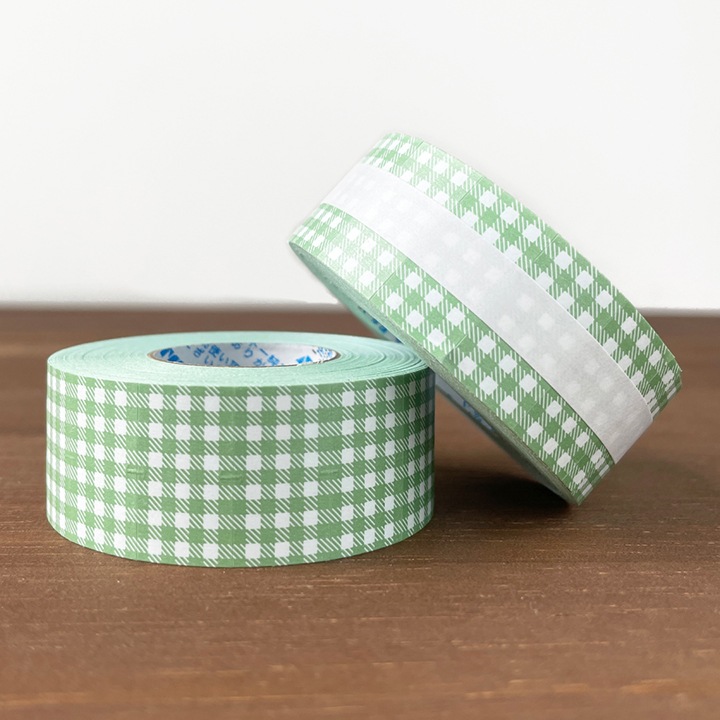 ラベラーシール ギンガムチェック ダスティーグリーン