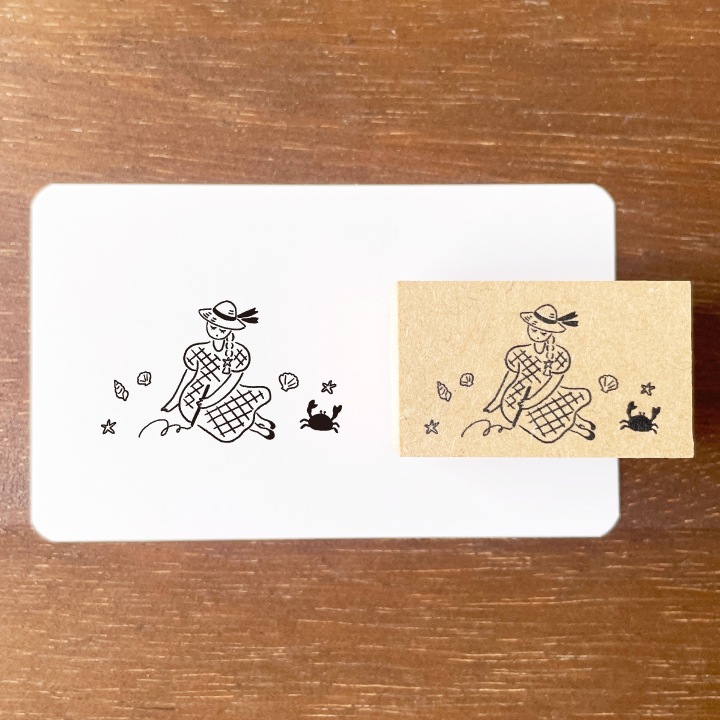 マールちゃん イラストスタンプ 砂浜スケッチ