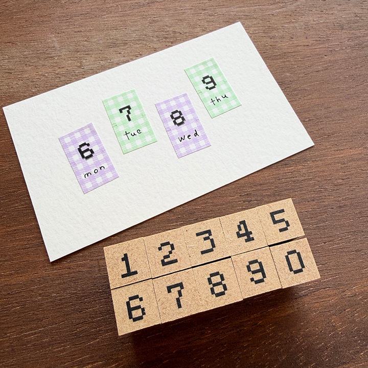 数字スタンプセット・ピクセル（b-499） | 手帳スタンプ,日付