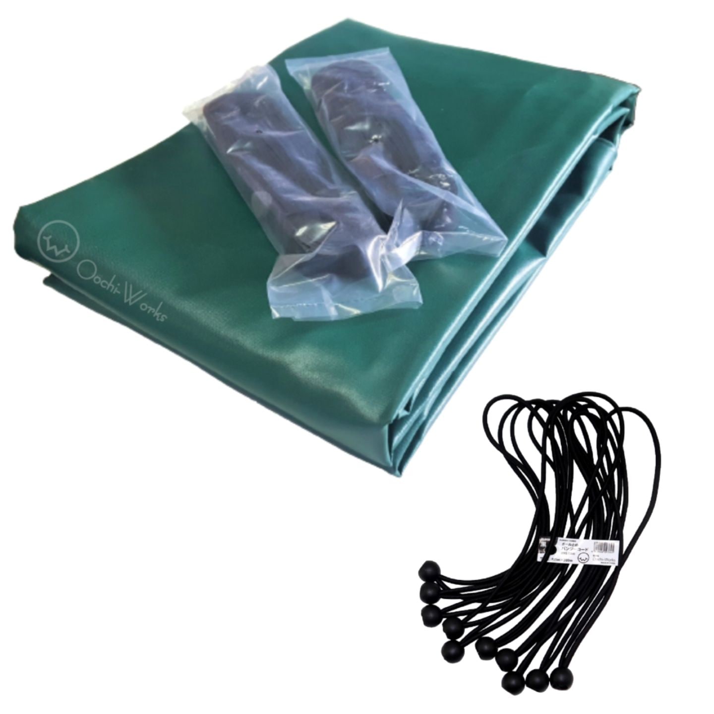 バンジーコード 10本付 トラックシート グリーン 軽トラック 1号 1.9m×2.1m 送料無料 軽トラシート エステル帆布 荷台シート