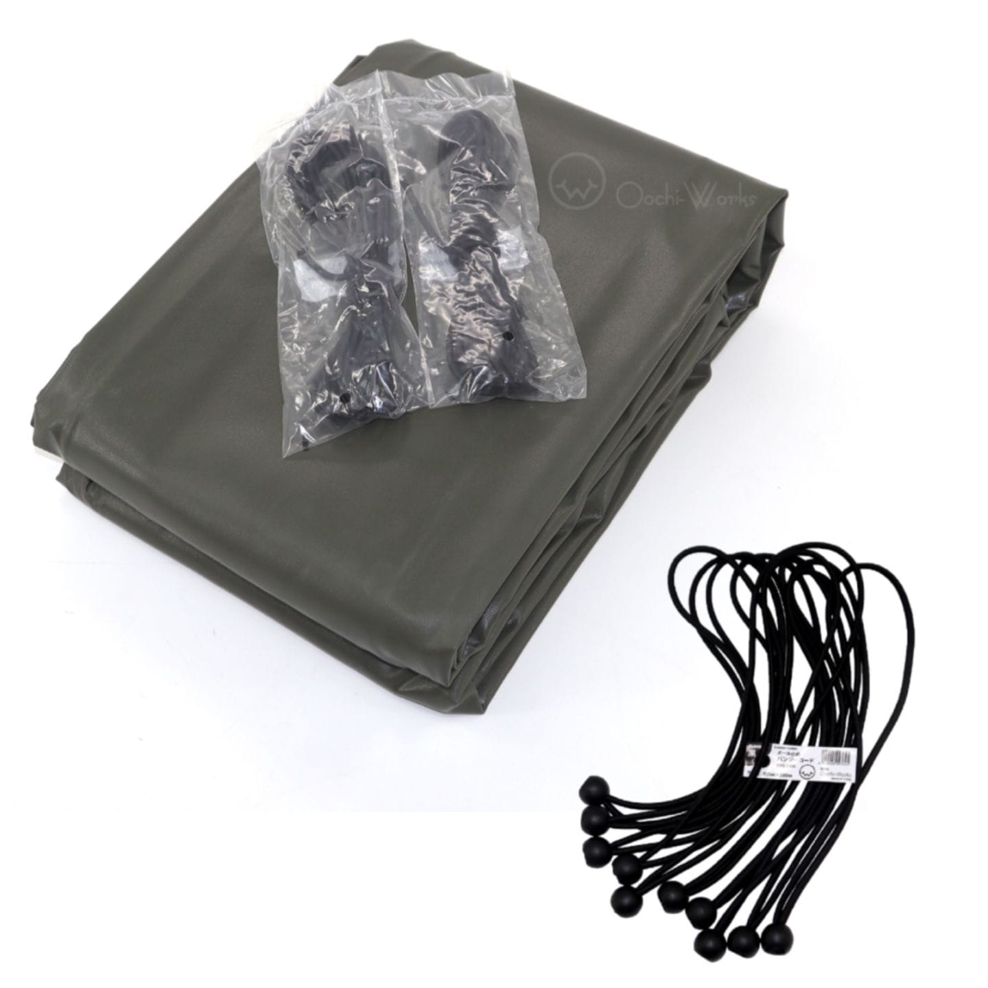 バンジーコード 10本付 トラックシート OD 3号 2.3ｍ×3.6ｍ 国防色 エステル帆布 1.5t 2t 荷台カバー 荷台シート 送料無料