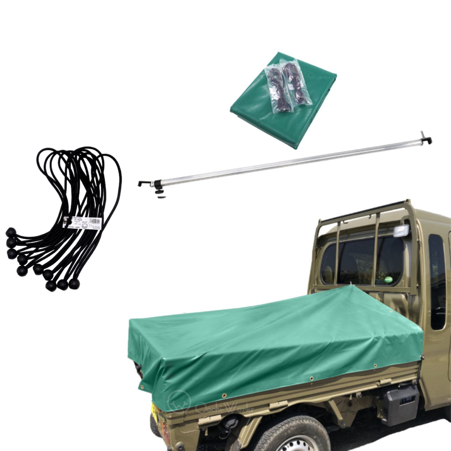 新品 国産エステル帆布 ハイゼットトラック ジャンボ 荷台シート 軽トラック トラックシート・トラックネットの事なら 【オオチワークス】