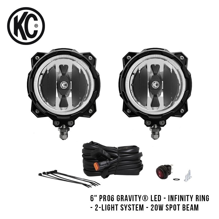 KC HiLiTES 6 Pro6 Gravity LED - Infinity Ring -2-Light System - 20W Spot Beam プロ 6 グラビティ 20W スポット ビーム ライト システム