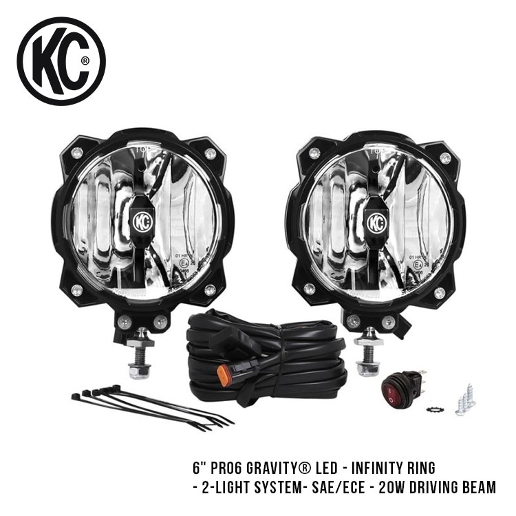 KC HiLiTES 6 Pro6 Gravity LED - Infinity Ring -2-Light System- SAE/ECE - 20W Driving Beam プロ 6 グラビティ 20W ドライビング ビーム ライト システム