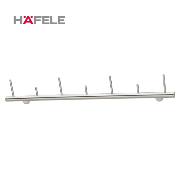 HAFELE ハーフェレ | ワードローブラック, ステンレス, フック7個付き, 壁取付