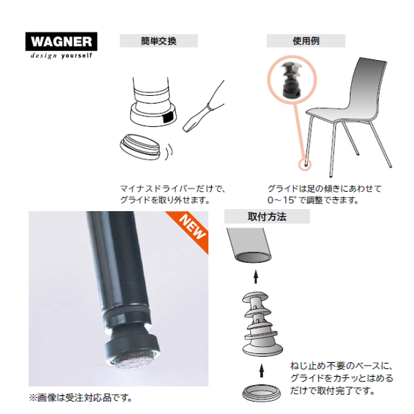 WAGNER |  金属パイプ脚用グライド JOINT 首振りタイプ