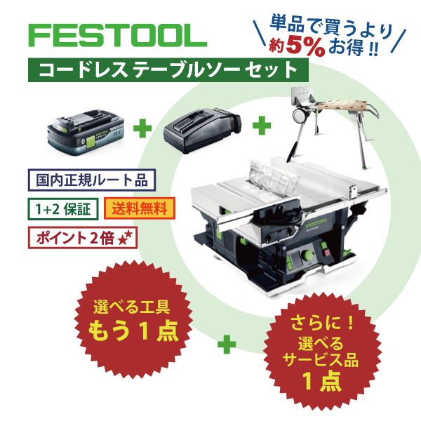 【選べるOKURAセット】大工さん向け FESTOOL コードレス テーブルソー セット