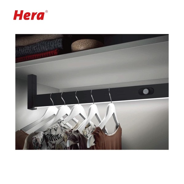 ☆ Custom Long Hanger LED Board　　　　【数量限定】 Hera | LED付ハンガーパイプ LED-WARDROBE-Q型 人感センサー付 | OKURA