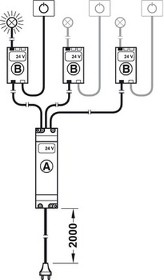 HAFELE ハーフェレ | 3分岐器 スイッチ機能付き 12V/24V（LOOX アクセサリー）