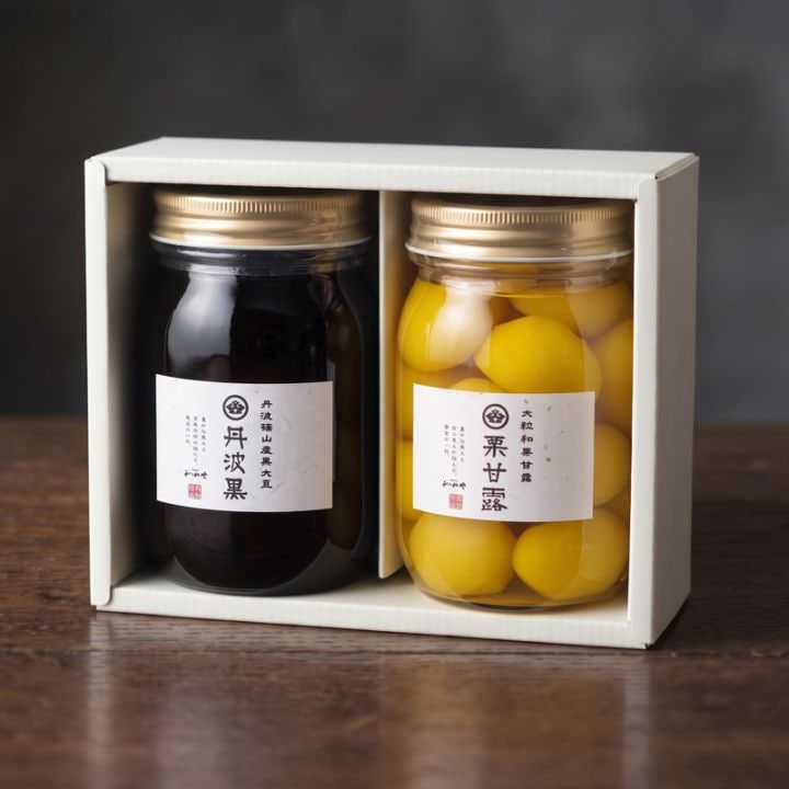 丹波篠山産 黒大豆煮・国産 栗甘露煮 2本セット