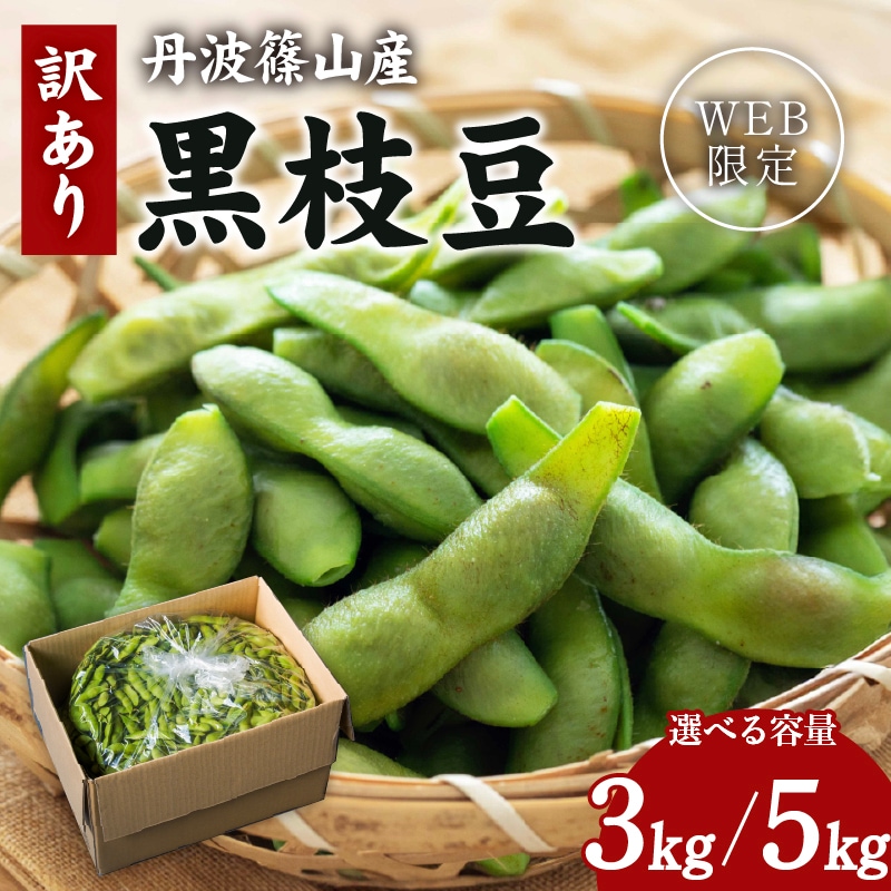 訳あり黒枝豆【WEB限定】10月中旬（14日頃）より順次発送｜【令和8年度産】丹波篠山産 訳あり黒枝豆 3kg (1箱)・５kg (1箱)