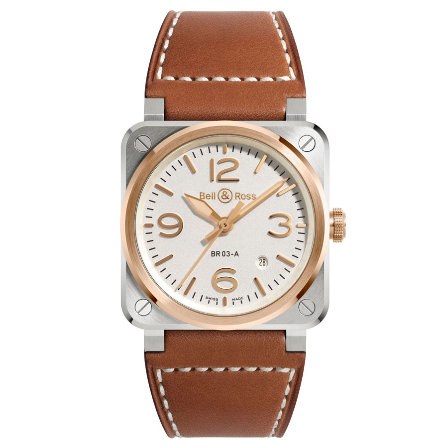 Bell＆Ross ベル＆ロス BR 03 WHITE STEEL＆GOLD BR03A-WH-STPG/SCA