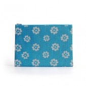 刺子織シンプルポーチL（マチなし）　クローバー/水色