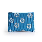 刺子織シンプルポーチS（マチなし）　クローバー/水色