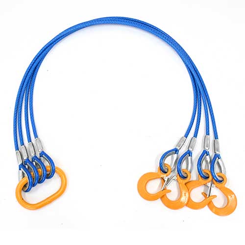 径12-14ｍｍ(4分)×2.5ｍ　４点吊　被覆　PVC　キトー　使用荷重3.2t 　JIS規格　青　玉掛索　ワイヤーロープスリング 　フック　リング　クレーン作業　4BL-P12K-2.5