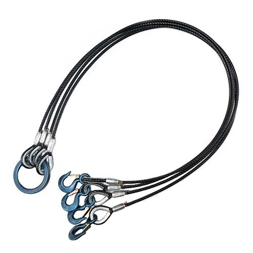 径9-11mm×1ｍ(3分)　4点吊　被覆　PVC　 関西工業  　使用荷重1.7ton　JIS規格　玉掛索  ワイヤースリング　フック　リング　クレーン作業　4P-9-11K-1