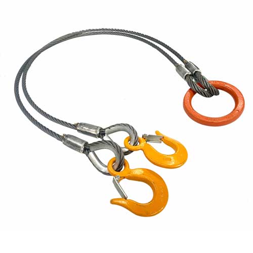玉掛策 JIS 径12ｍｍ 長2.0ｍ 荷重2.0t ２点吊 ワイヤーロープスリング ＫＩＴＯフック J2-12K-2