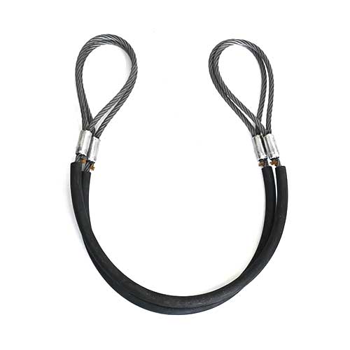 玉掛策 JIS ホース入 12mm×5m 2本セット ロック加工(カシメ） 吊りワイヤー 台付けワイヤー JRK-H-12-5-2P