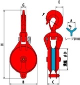 オタフク滑車　ハッカー式　首廻り　SBH‐8F　使用荷重2000kg