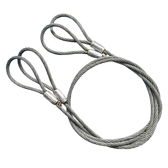 訳アリ破格!!【14mm(4.5分)】×1m~8m 2本SET_メッキJIS規格国内加工_玉掛_台付ワイヤーロープ_2点吊_4点吊り 