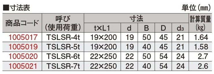 強力長シャックル ランヤード捻込タイプ(TSLSR) 呼：4~7 大洋製器