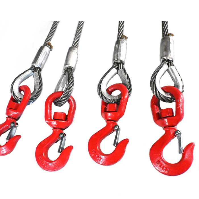 径12mm(4分)×1.5m_4点吊_キトー_使用荷重:3.2t_スイベルフック_ワイヤーロープ_リング_フック_クレーン作業_スリング_JS4-12K-15