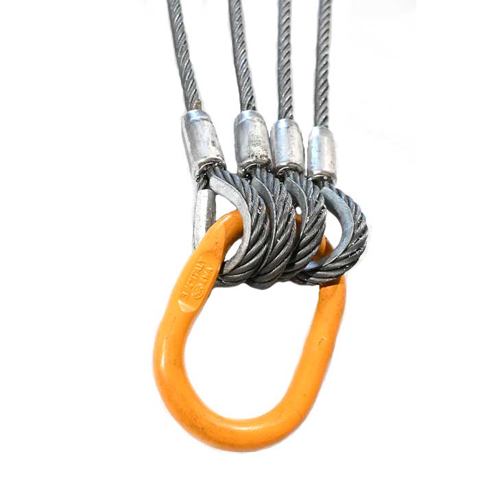 径12mm(4分)×2m_4点吊_キトー_使用荷重:3.2t_スイベルフック_ワイヤーロープ_リング_フック_クレーン作業_スリング_JS4-12K-2