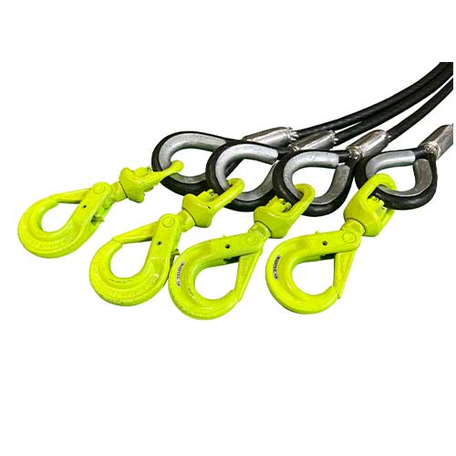 径12-14ｍｍ(4分)×3ｍ　４点吊　被覆　PVC　マーテック　使用荷重3.2t　JIS規格　黒　玉掛索　ワイヤースリング　フック　リング　クレーン作業　4BK-P12M-3