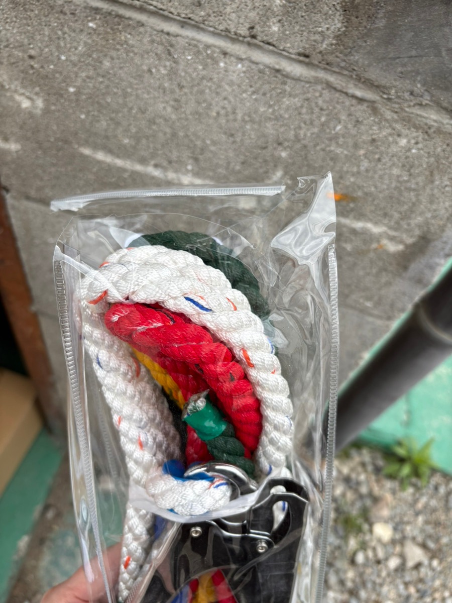 【訳アリ品】介錯ロープ　333運動用(赤.黄.緑)　12mm×5M　フック付